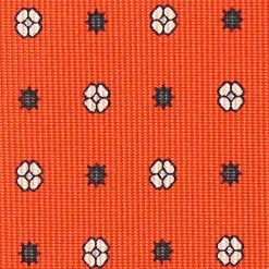 Orange 5 Fold Sartorial Silk Tie - Small Flower Pattern