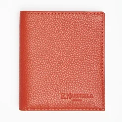 Orange Hammered Leather Small Wallet