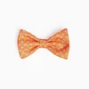 Orange Pre-Knotted Silk Bowtie Small Flower Pattern
