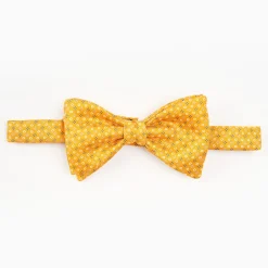 Orange Pre-Knotted Silk Bowtie Small Geometric Pattern