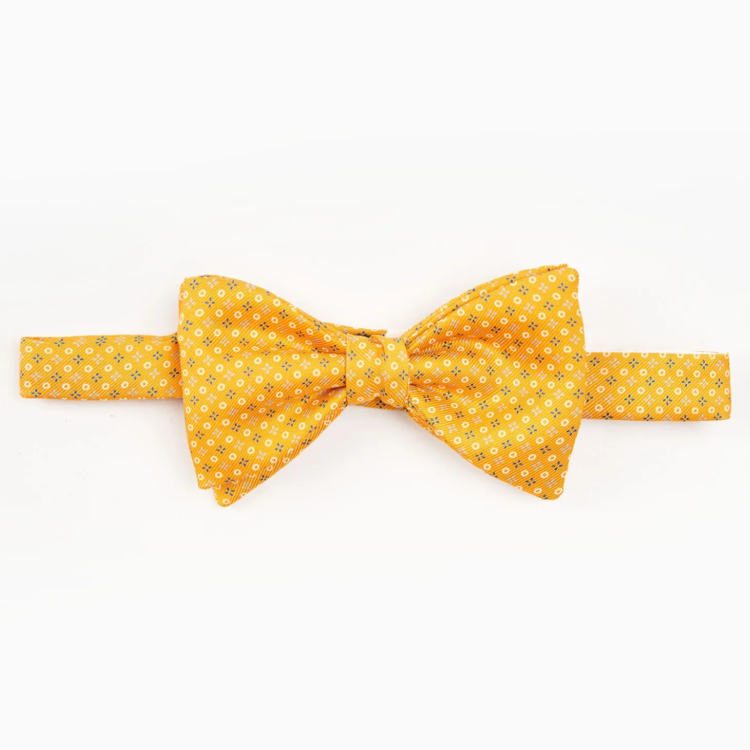 Orange Pre-Knotted Silk Bowtie Small Geometric Pattern