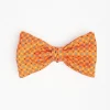 Orange Pre-Knotted Silk Bowtie - Small Flower Pattern