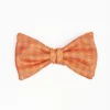 Orange Pre-Knotted Silk Bowtie - Small Flower Pattern