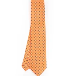 Orange Sartorial Classic Silk Tie - Small Flower Pattern