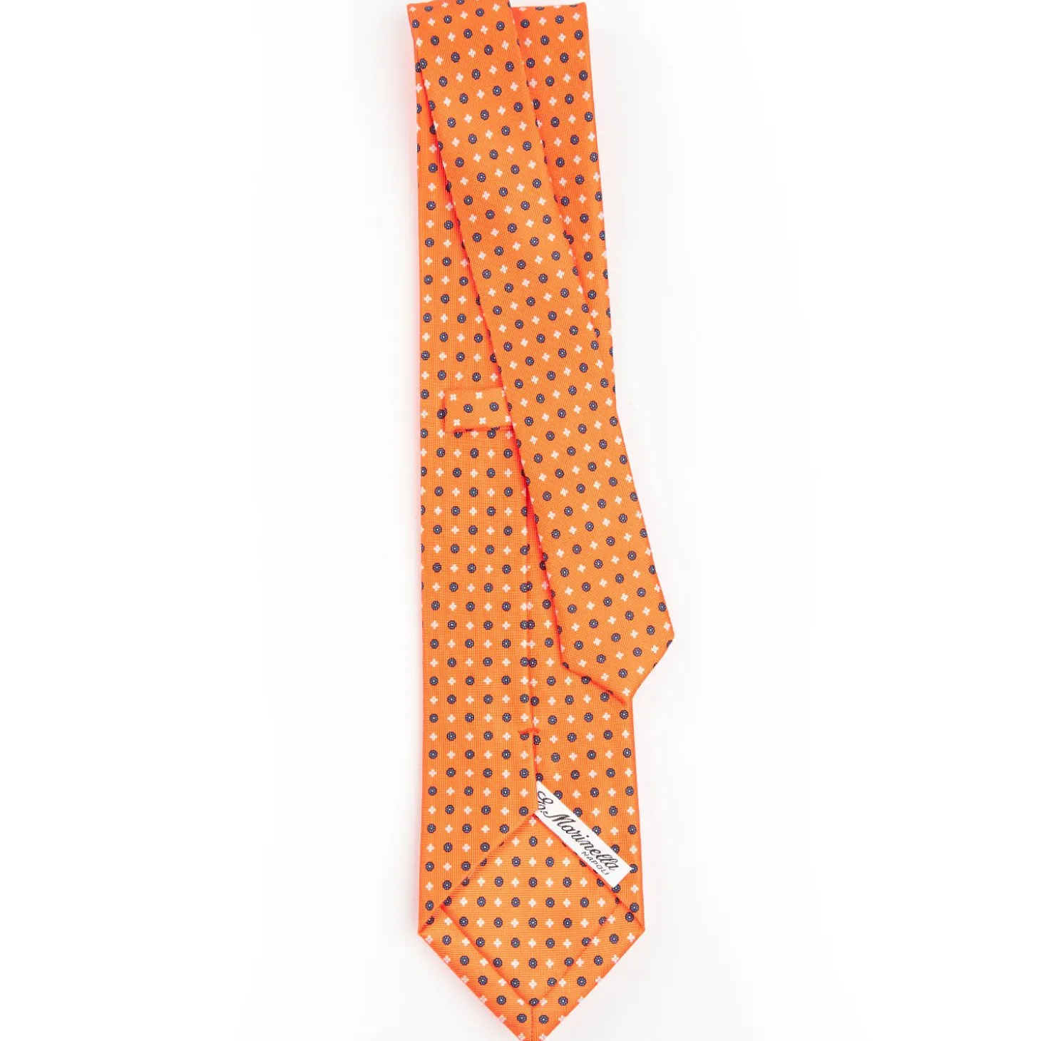 Orange Sartorial Classic Silk Tie - Small Flower Pattern