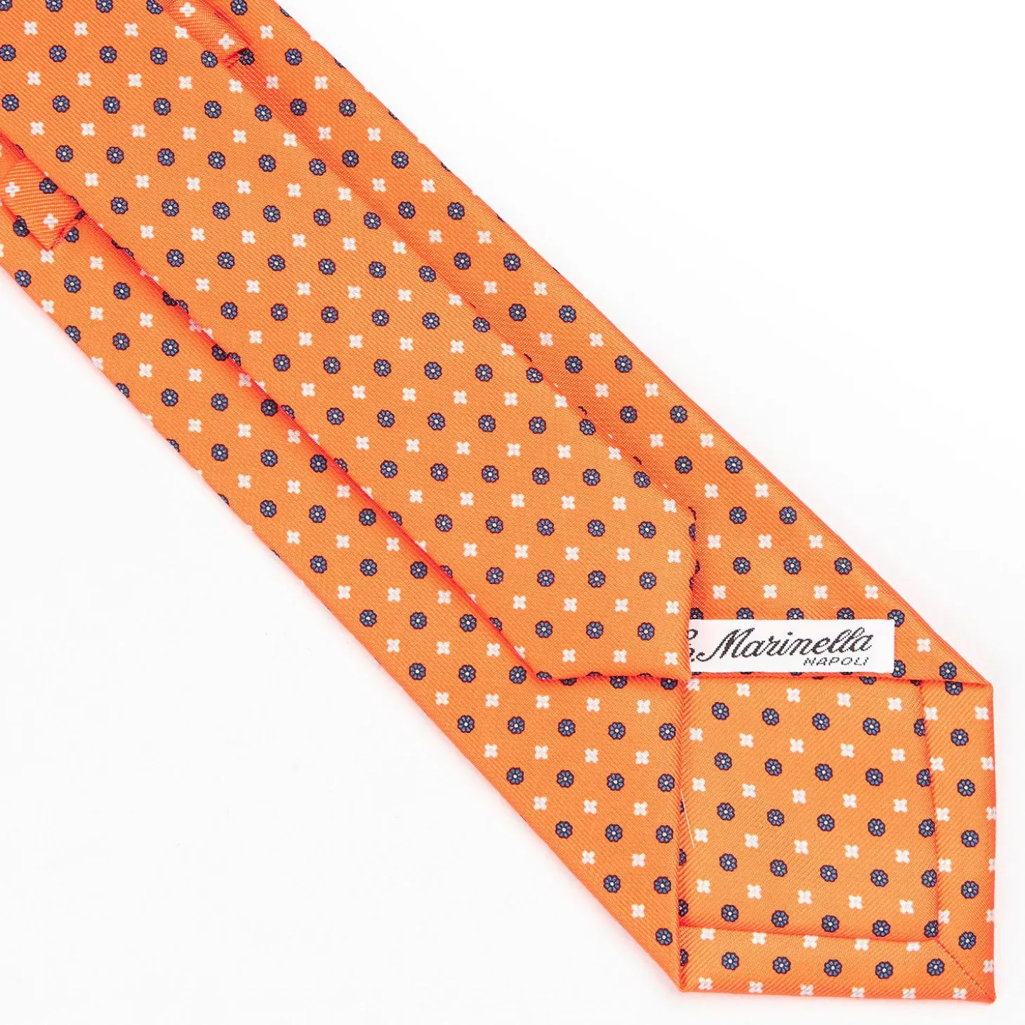 Orange Sartorial Classic Silk Tie - Small Flower Pattern