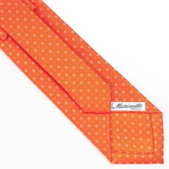 Orange Sartorial Classic Silk Tie - Small Flower Pattern