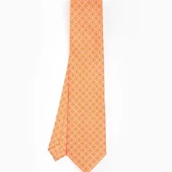 Orange Sartorial Classic Silk Tie - Small Flower Designs