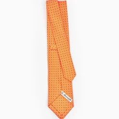 Orange Sartorial Classic Silk Tie - Small Flower Designs
