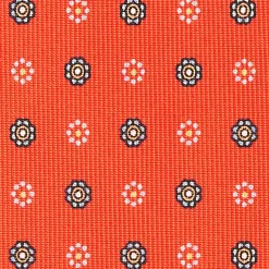 Orange Sartorial Classic Silk Tie - Small Flower Pattern