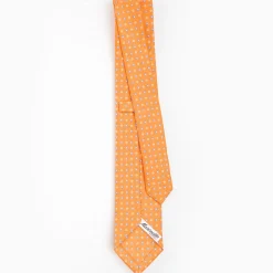 Orange Sartorial 7 Cm Silk Tie - Small Flower Pattern