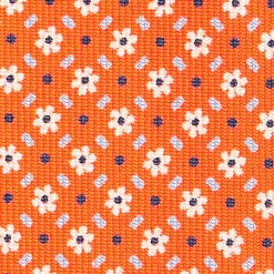 Orange Sartorial 7 Cm Silk Tie - Small Flower Pattern