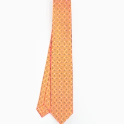 Orange Sartorial 7 Cm Tie - Small Flower Pattern