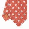 Orange Sartorial Cotton And Silk Tie - Large Flower Pattern