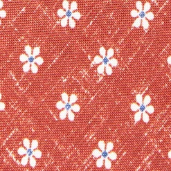 Orange Sartorial Cotton And Silk Tie - Large Flower Pattern