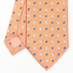 Orange Sartorial Jacquard Silk Tie - Small Flower Designs