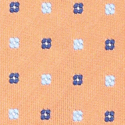 Orange Sartorial Jacquard Silk Tie - Small Flower Designs