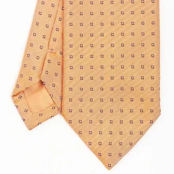 Orange Sartorial Jacquard Silk Tie - Small Flower Designs