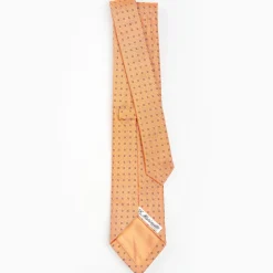 Orange Sartorial Jacquard Silk Tie - Small Flower Designs