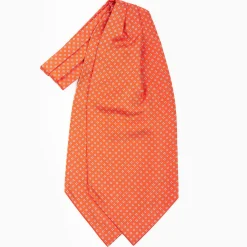 Orange Silk Ascot Tie - Small Flower Designs