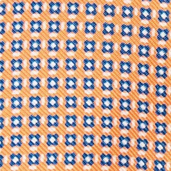 Orange Silk Bowtie To Self-Tie - Small Flower Pattern