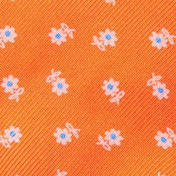 Orange Silk Bowtie To Self-Tie Small Flower Pattern