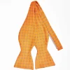 Orange Silk Bowtie To Self-Tie Small Flower Pattern