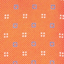 Orange Silk Bowtie To Self-Tie - Small Flower Pattern
