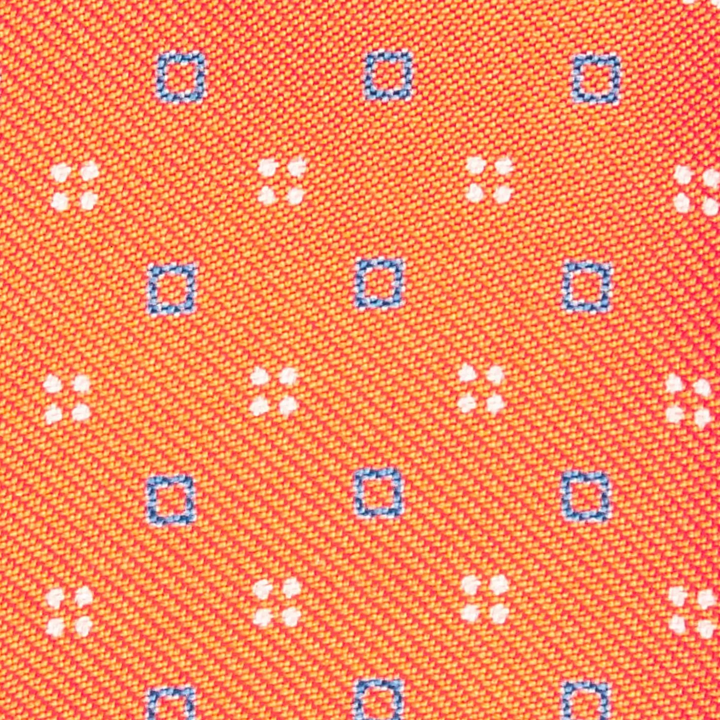 Orange Silk Bowtie To Self-Tie - Small Flower Pattern