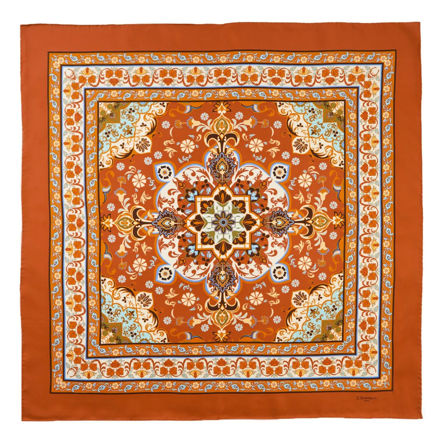 Orange Silk Scarf 90 - Mediterranean Vibes