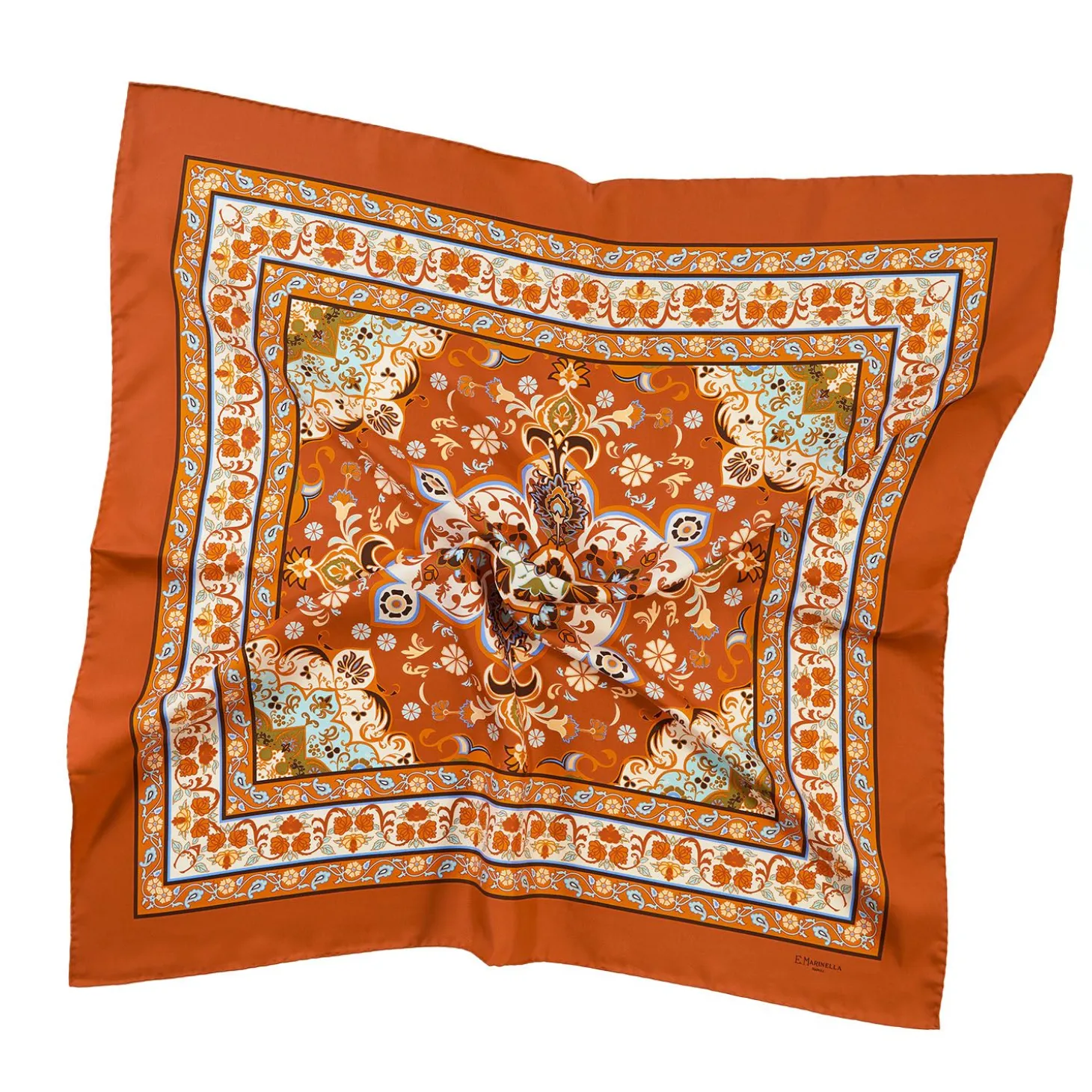 Orange Silk Scarf 90 - Mediterranean Vibes