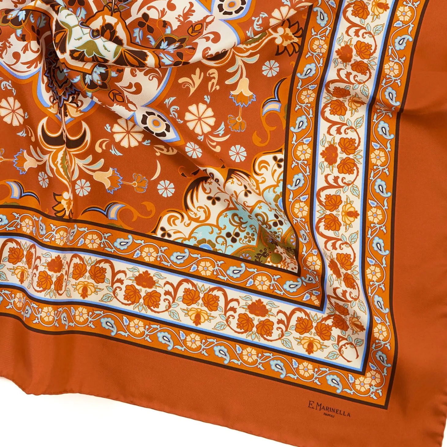 Orange Silk Scarf 90 - Mediterranean Vibes