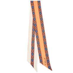 Orange Silk Twilly Floral Pattern