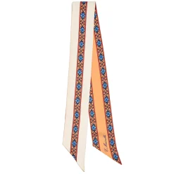 Orange Silk Twilly Floral Pattern