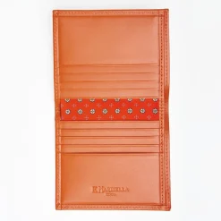 Orange Small Wallet In Silk And Leather