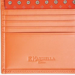 Orange Small Wallet In Silk And Leather