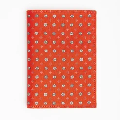 Orange Vertical Wallet In Silk And Leather