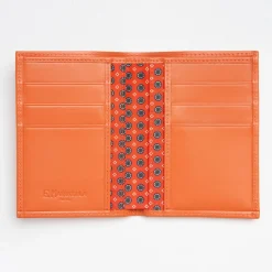 Orange Vertical Wallet In Silk And Leather
