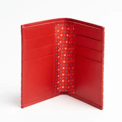 Orange Vertical Wallet In Silk And Leather