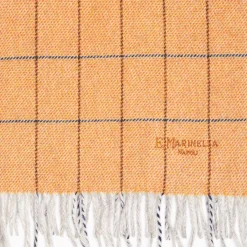 Orange Wool Plaid Fringed Scarf