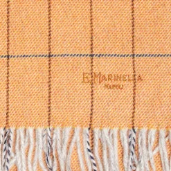 Orange Wool Plaid Fringed Scarf