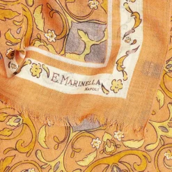 Orange Wool Stole With Medallion Pattern