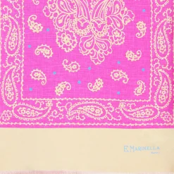 Pink And Beige Double Silk Scarf - Paisley Pattern