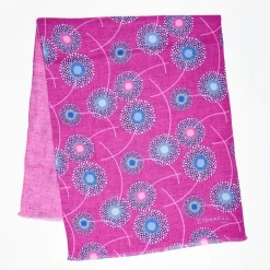 Pink And Fuchsia Wool And Silk Scarf - Floral Pattern