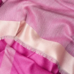 Pink And Violet Stole With Pink Silk Detail