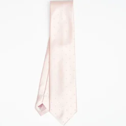 Pink Cerimonial Silk Satin Tie Polka Dot Pattern
