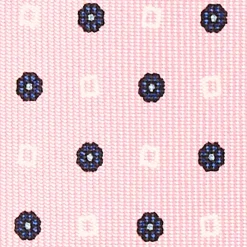 Pink 5 Fold Sartorial Silk Tie - Small Flower Pattern