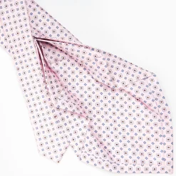 Pink 7 Fold Sartorial Silk Tie - Small Flower Pattern
