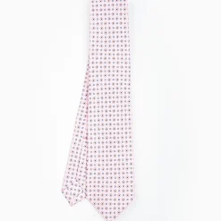 Pink 7 Fold Sartorial Silk Tie - Small Flower Pattern