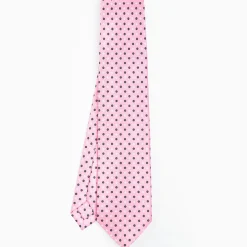 Pink 7 Fold Sartorial Silk Tie - Small Flower Pattern
